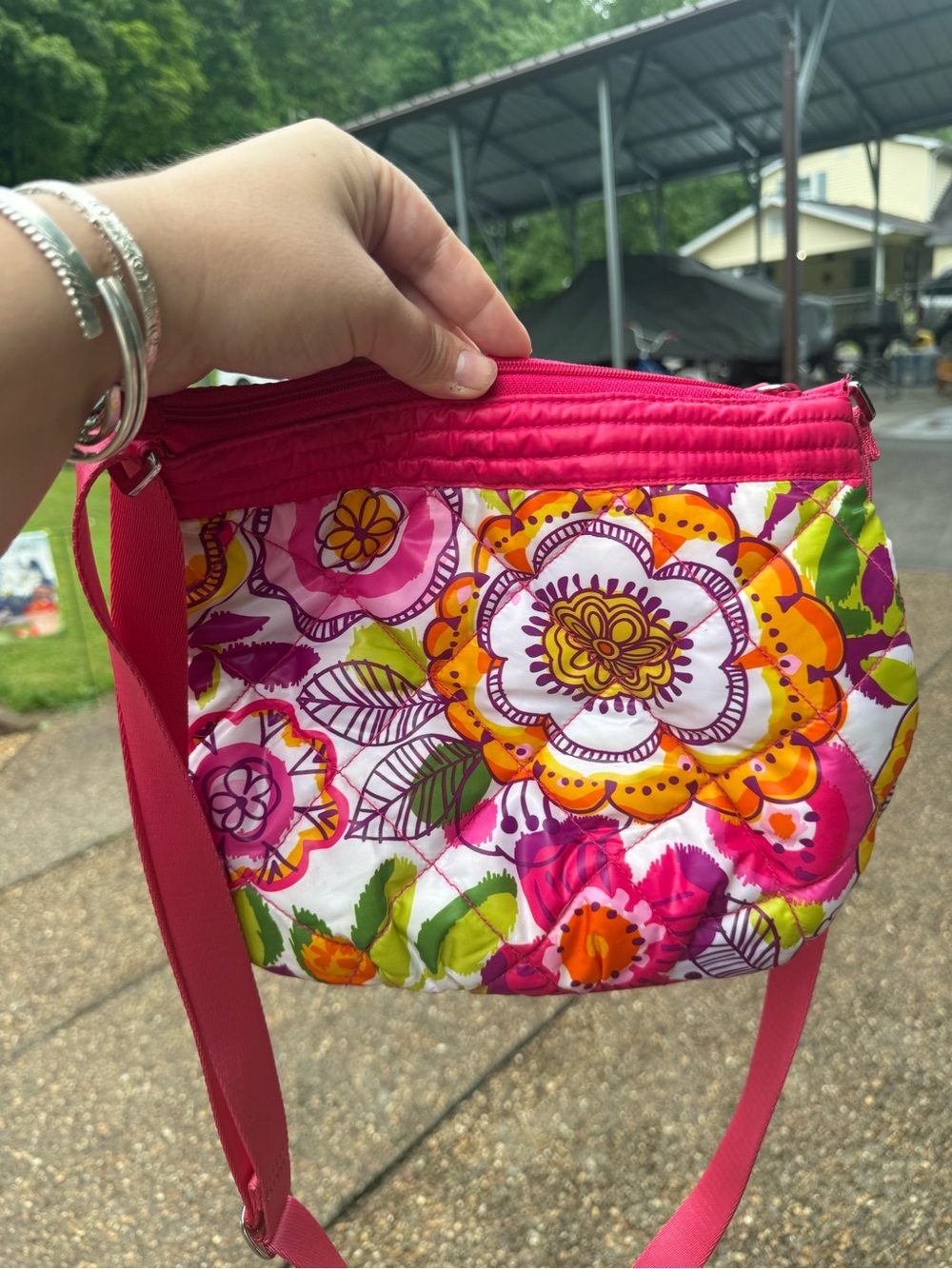Vera Bradley Crossbody Bag Puffy Nylon Quilted Floral Clementine Pattern - Picture 3 of 8